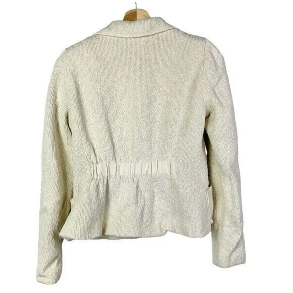 Nanette Lepore Ivory White Knit Bow Pocket Blazer S - Picture 2 of 4
